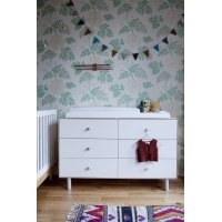 Commode Merlin Classic 6 tiroirs - Blanc/Noyer